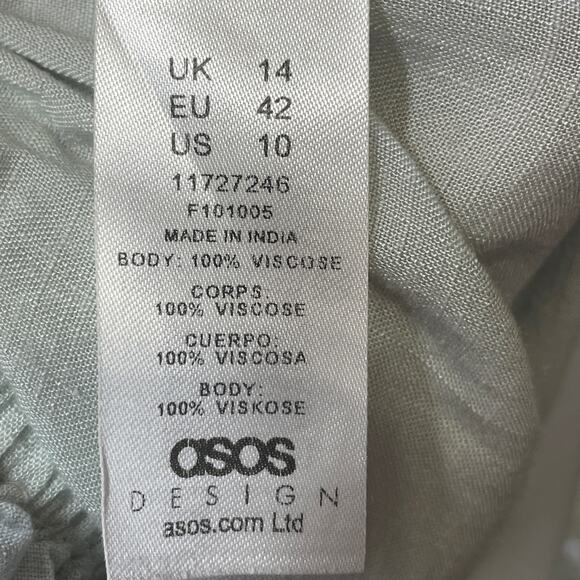 ASOS Design Sea foam Green Maxi Skirt w/Front Square Pockets Ruffle Waistband - Picture 5 of 9